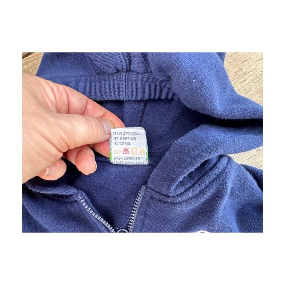 Y2K Sesame Street Beginnings Fleece Hoodie Vest Navy Blue "Stop for Cookies" Pat - Picture 6 of 7